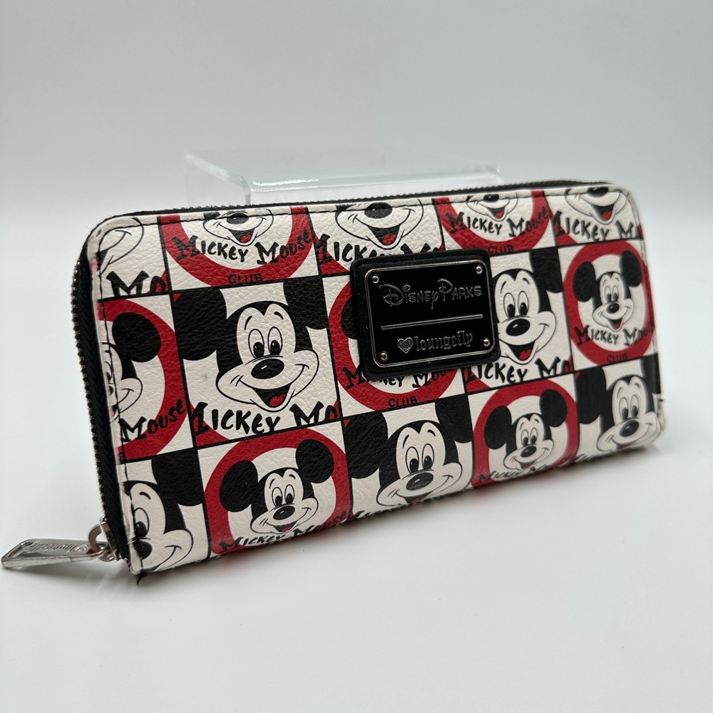 Loungefly Disney Parks Mickey Mouse Club Wallet Women Red Black White Excellent